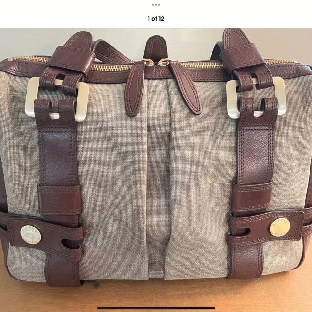 Michael Kors Large Canvas and Leather Harness Grab Handbag